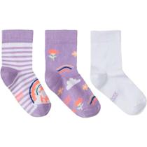 Meia Infantil Feminina Cano Curto Lilás Arco-Íris - Malwee Meia Infantil Feminina Cano Curto Lilás Arco-Íris - Malwee