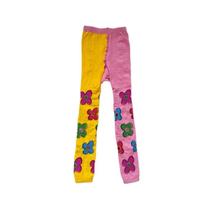 Meia Infantil Legging Flores Lola Amarela e Rosa Cantarola Meia Infantil Legging Flores Lola Amarela e Rosa Cantarola