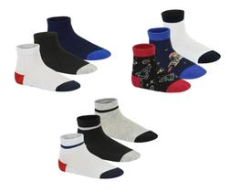 Meia Infantil Masculina Molekinho Kit 03 Pares Algodão