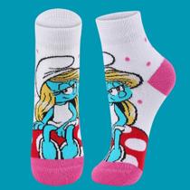 Meia Infantil Menina Lupo Smurfs Smurfette Branco e Rosa