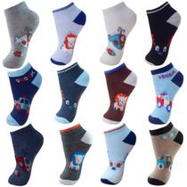 Meia Infantil Menino Cano Curto Coloridas 12 Pares Meia Infantil Menino Cano Curto Coloridas 12 Pares