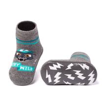 Meia Infantil Pansock Soquete Cinza Mescla Wild Panther Sola Emborrachada Puke