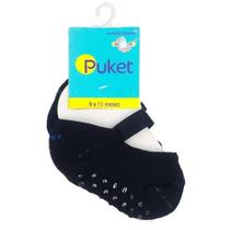 Meia Infantil Puket Sapatilha Antiderrapante Elástico Confortável Preta com Linha Azul Meia Infantil Puket Sapatilha Antiderrapante Elástico Confortável Preta com Linha Azul