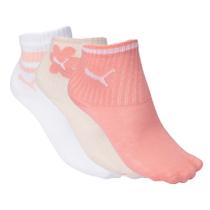 Meia Infantil Puma Kit 3 Cano Longo Detalhes Rosa/Branco Meia Infantil Puma Kit 3 Cano Longo Detalhes Rosa/Branco
