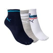 Meia Infantil Puma Kit 3 Cano Longo Logo Discreto Colorido Meia Infantil Puma Kit 3 Cano Longo Logo Discreto Colorido