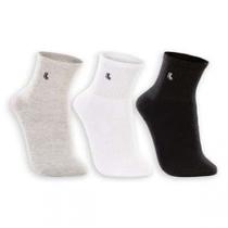 Meia Invisível Kit 3 Pares Preto e Branco (Lisa, Poá e Listras) Basic+ Confortável