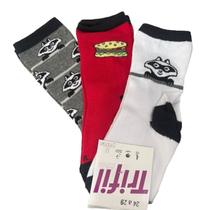 Meia Kit 3 Pares Infantil Casual Cano Longo Algodão Trifil T5004k