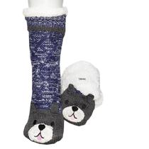 Meia Lã Extra Grossa Forrada com Pelúcia Solado Antiderrapante Adulto Feminino - Modelo Bichinho