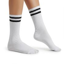 Meia Listrada Algodão Respirável Cano Médio Listras Unissex