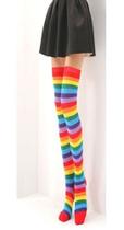 Meia Listrada Colorida Arco Iris Raibow 7/8 Geek Sexy Pin Up