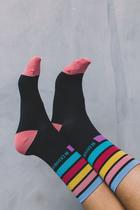 Meia listras coloridas preta