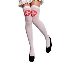 Meia longa de enfermeira adulto fantasia 7/8 over knee