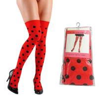 Meia Longa vermelha com bolinhas pretas Joaninha Adulto