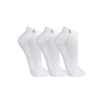 Meia Lupo Cano Curto Walk - 03226-089 - 3 pares - Branca/Rosa