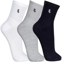 Meia Lupo Sport Cano Médio C/ 3 Pares - Preto/Branca/Cinza
