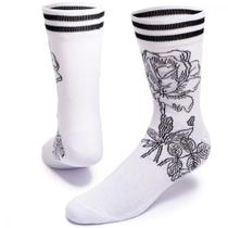 Meia Lurk Rosas Branco