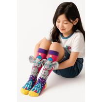 Meia Maluca Infantil 3d Personagens Colorida Cano Alto Top