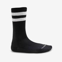 Meia Masculina Cano Alto Algodão Poliamida Preta com Listras Brancas 33/38