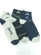 Meia Masculina de Mescla de Algodão de Cano Baixo Macia Casual 3 Pares Meia Masculina de Mescla de Algodão de Cano Baixo Macia Casual 3 Pares