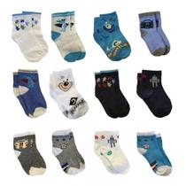 Meia Masculina INFANTIL BEBÊ ANTIDERRAPANTE Kit com 03 pares
