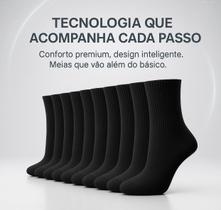 Meia masculina kit 12 pares cano alto longo Sport preta confortavel