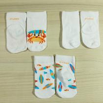 Meia Masculina para bebê Puket Kit 3 pares Siri Surf Cano médio 69845