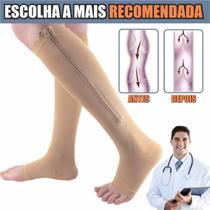 Meia Média Compressão Tratamento De Varizes Trombose Dores e Pernas Inchadas Unissex Zíper
