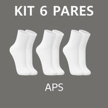 Meia Meio Cano Masculina Feminina Algodão Unissex Pacote com 6, Pares