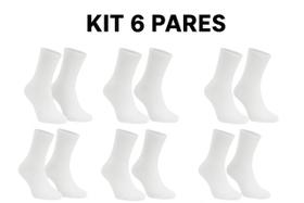 Meia Meio Cano Unissex Algodão Kit 6 Pares 36 ao 42 Branca e Preta Sortidas