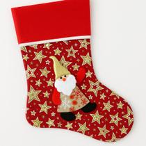 Meia Natalina Decorativa com Papai Noel Vermelha
