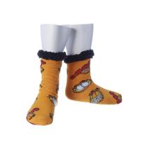 Meia Pantufa Cozy Garfield Cano Alto Grossa Quente com Sherpa Antiderrapante Zona Criativa Geek