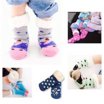 Meia Pantufa Infantil Bebê: Lã Forrada com Pelúcia e Solado Antiderrapante - 0 a 2 anos Menino