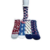 Meia Pantufa Inverno Feminino: Kit com 5 meias sortidas Tamanho Único Antiderrapante Meia Pantufa Inverno Feminino: Kit com 5 meias sortidas Tamanho Único Antiderrapante