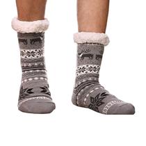 Meia Pantufa Inverno: Lã Forrada com Pelúcia e Solado Antiderrapante - Adulto Masculino
