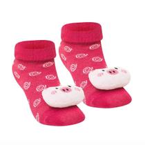 Meia para bebe com Aplique 3D Porquinho 17-22 Cia da Meia