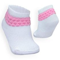 Meia Para Bebê Malha Persa Menina Rosa de 0 a 06 meses.