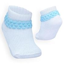 Meia Para Bebê Malha Persa Menino Azul Bebê de 0 a 06 meses.