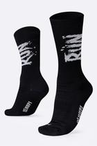 Meia para Corrida HUPI RUN Splash Preto 1 Par Cano Médio, Cor Preto e Branco, Tamanho LT 34 ao 38