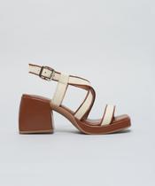 Meia Pata Couro Vies - Off White/Terra