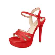 Meia Pata Salto Alto Fino 15cm Luiza Sobreira Vermelha Mod. 2254