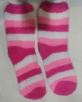 Meia Pelúcia Feminino Quente Inverno Felpuda Grande Listras