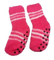 Meia Pelúcia infantil Inverno Menina Listras Antiderrapante Quente de Frio 4 A 8 Anos