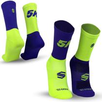Meia Performance Poliamida 5k Azul Royal Verde Pistache Cano Longo