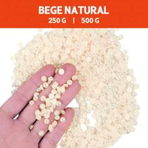 Meia Pérola Irisada Bege Natural - 296 - Pacote com 500/250 Gramas - 06 mm - Nybc