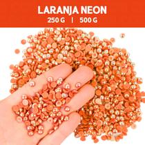 Meia Pérola Irisada Laranja Neon - 01 - Pacote com 500/250 Gramas - 06 mm - Nybc