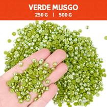 Meia Pérola Irisada Verde Musgo - 106 - Pacote com 500/250 Gramas - 06 mm - Nybc