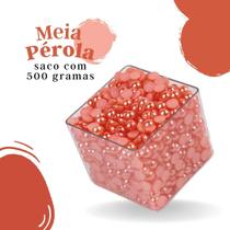 Meia Pérola Laranja Neon - 06 Mm Pacote Com 500 Gramas - Nybc