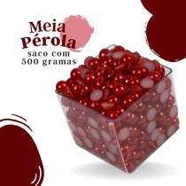 Meia Pérola Vermelha - 12 Mm Pacote Com 500 Gramas - Nybc Meia Pérola Vermelha - 12 Mm Pacote Com 500 Gramas - Nybc