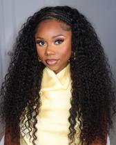 Meia peruca BGM GIRL Water Wave Human Hair 24 polegadas, preto natural