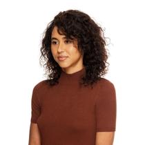 Meia Peruca Cabelo Humano Cacheado 30cm Textura Wavy De Benguela (190g, Castanho Escuro)